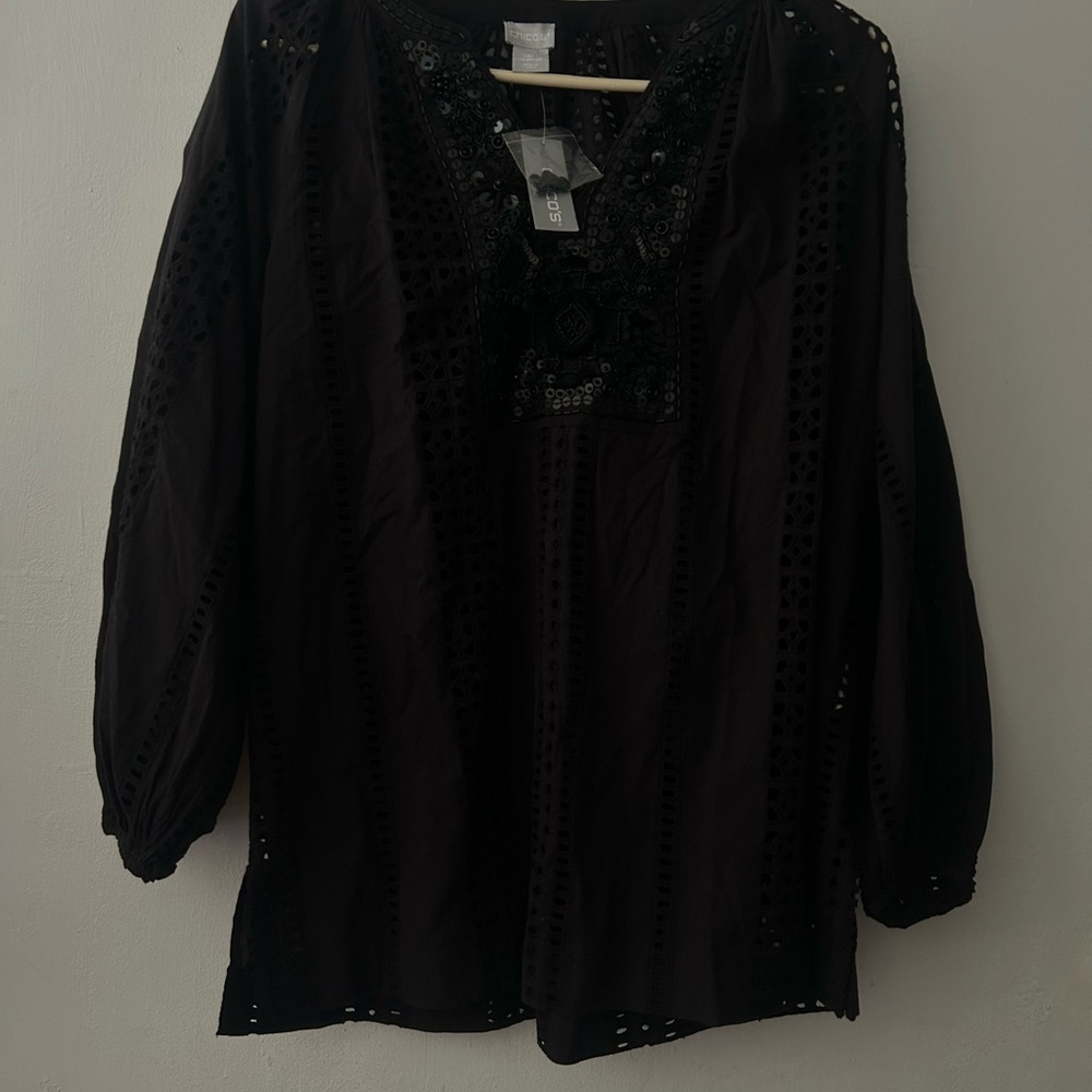 Chico's Elegant Black Lace Blouse